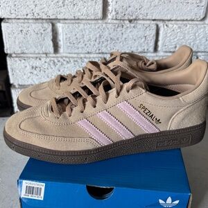 Adidas Spezial Tan and Pink Sneakers